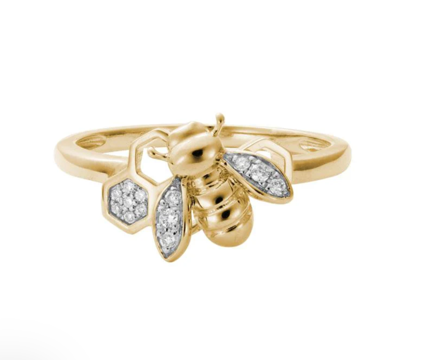 14K Bee and Honeycomb Ring with Diamonds.png