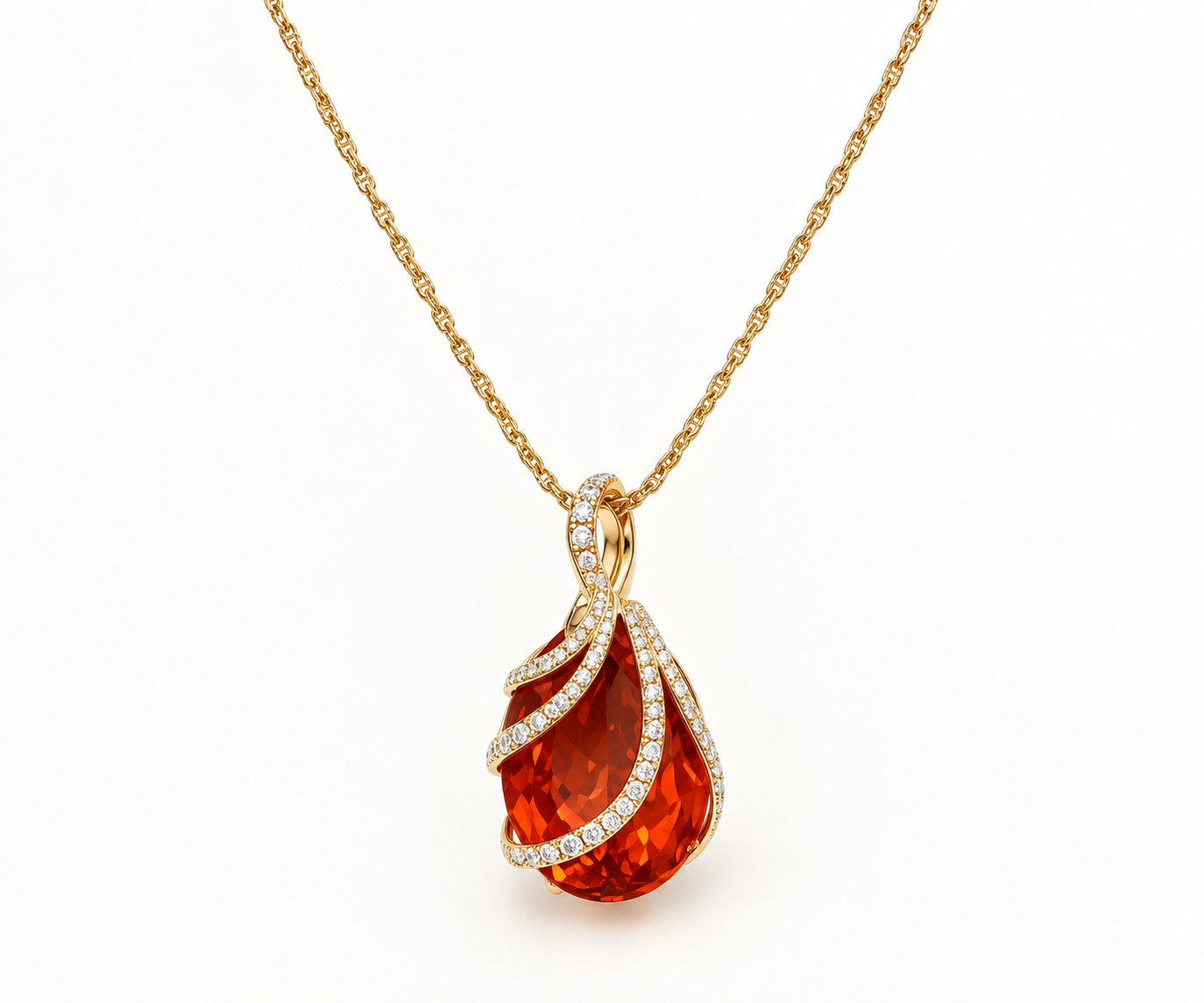 Yael Designs Fire Opal & Diamond Pendant