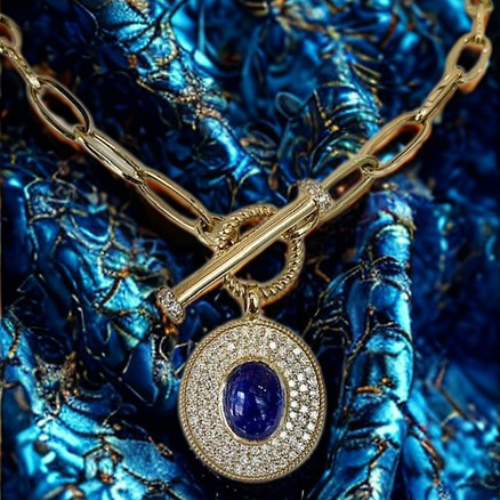 Rudolf Friedmann 14k Tanzanite and Diamond Pendant and Chain Necklace Elegant Luxury Jewelry