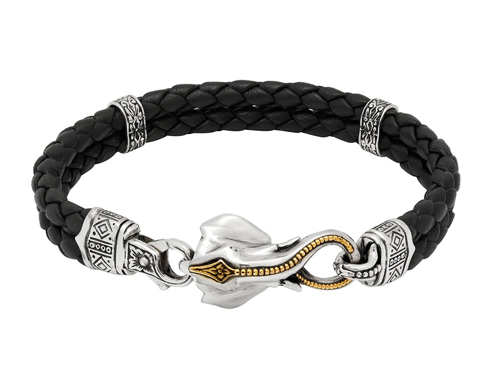 Konstantino Men's Perseus Two-Row Leather Bracelet w/ Elephant Clasp
