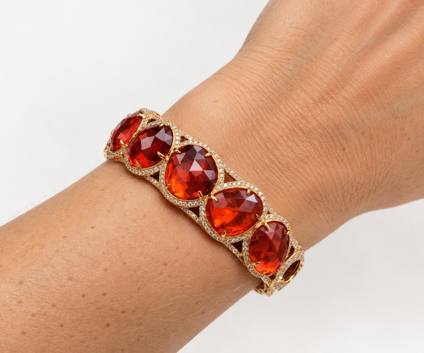 Yael Designs Fire Opal & Diamond Bracelet