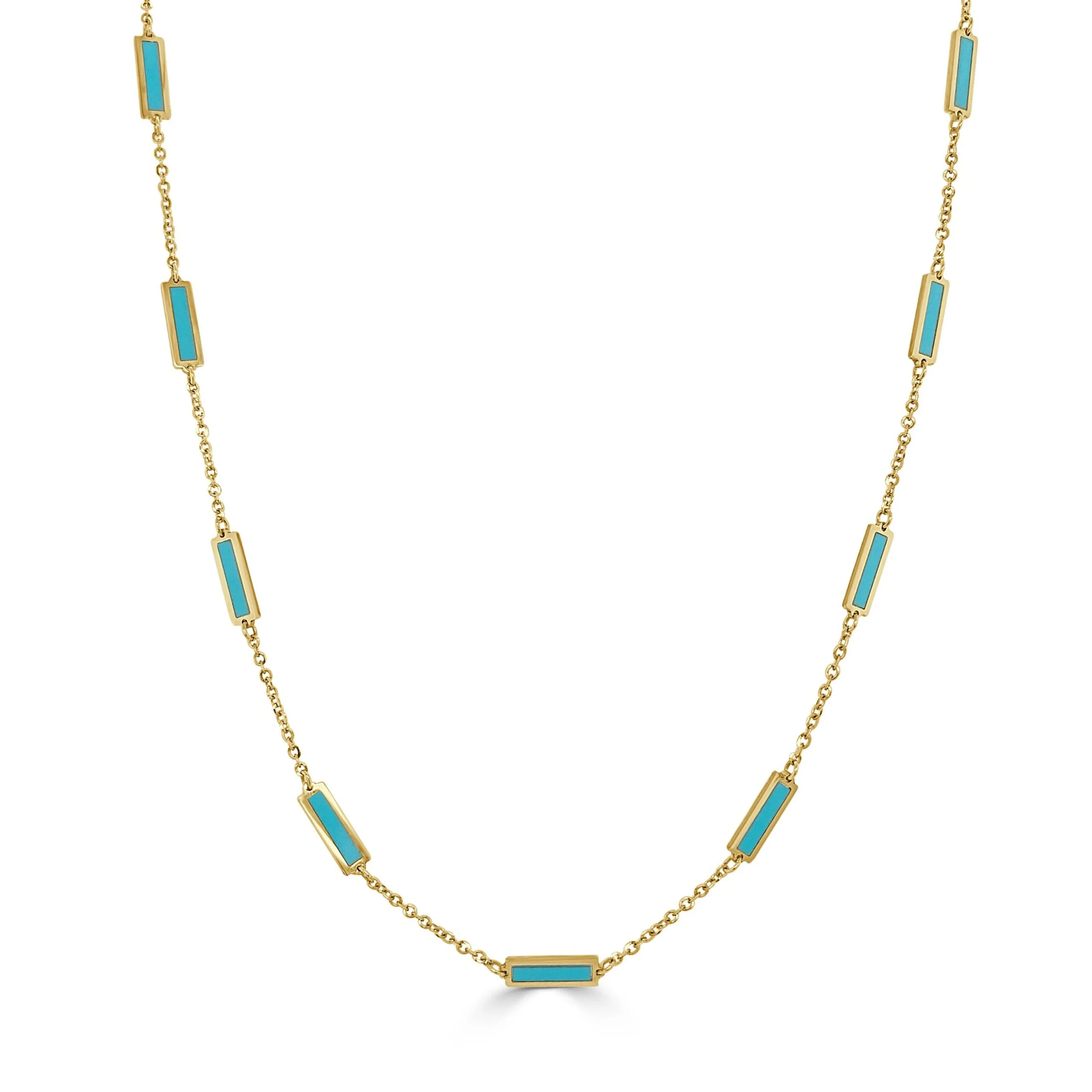 Alladdin 14K Yellow Gold & Turquoise Bar Necklace