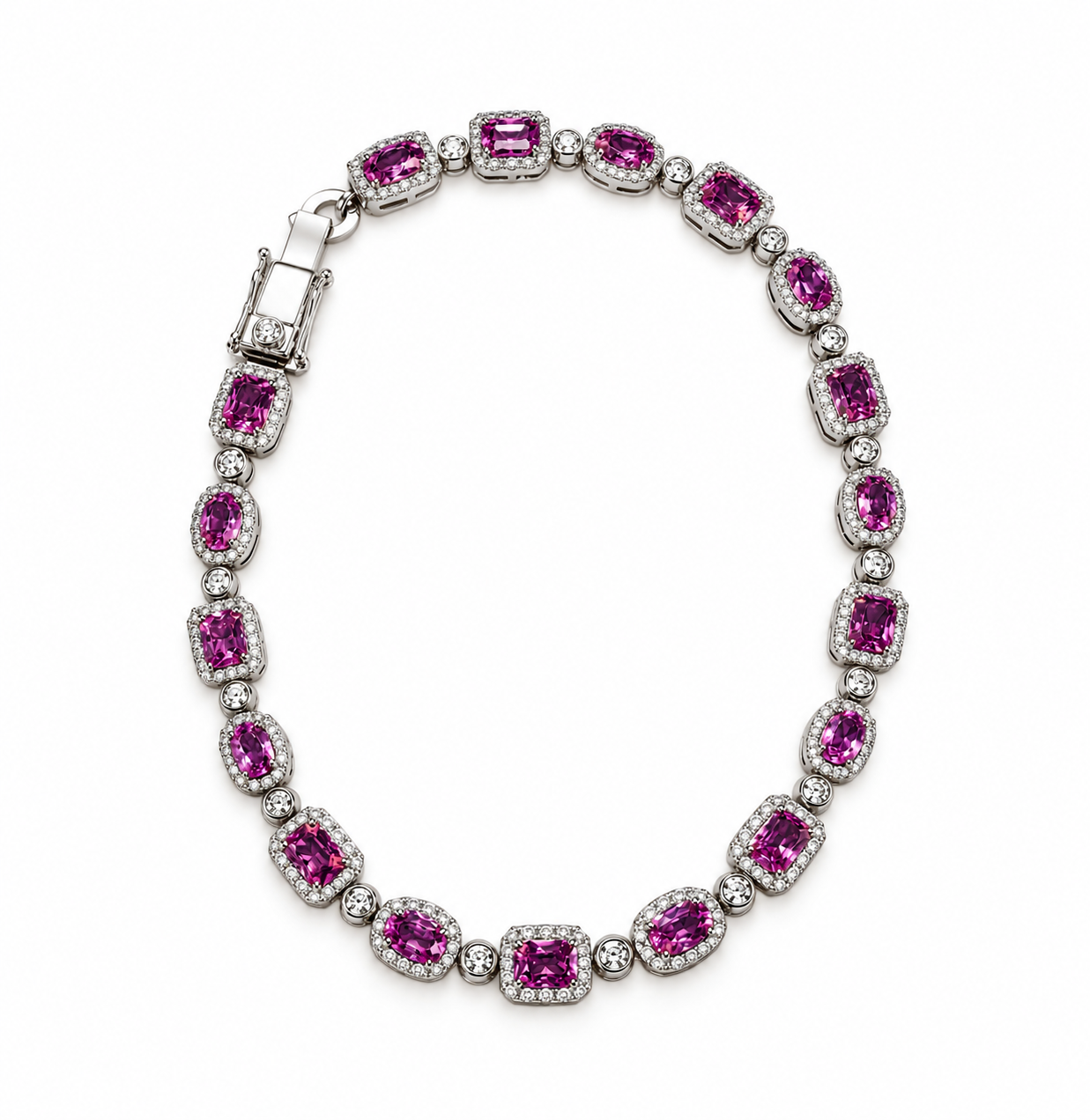 Fuchsia Diamond Halo Tennis Bracelet.png