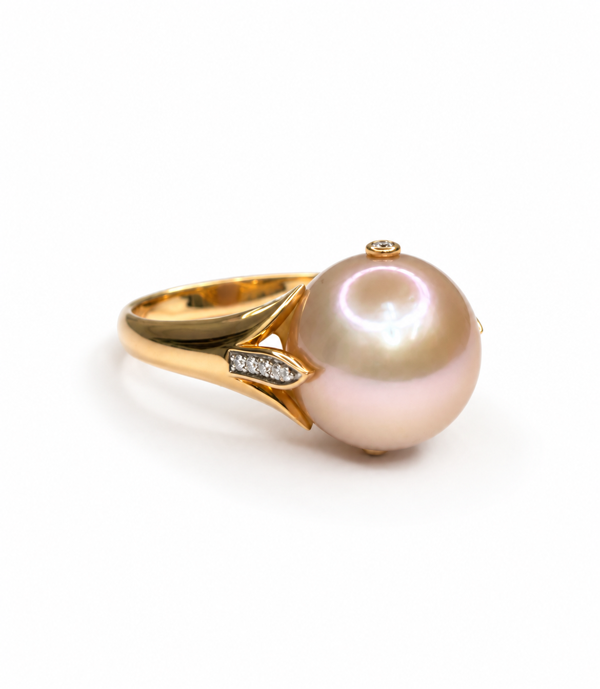 Imperial Deltah 14K Rose Gold Windsor Pink Freshwater Pearl & Diamond Ring