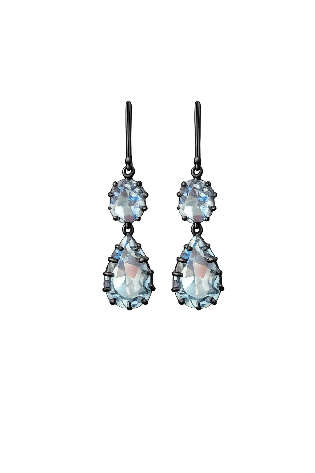 Jordan Scott Designs Black Rhodium Sterling Silver White Topaz Drop Earrings