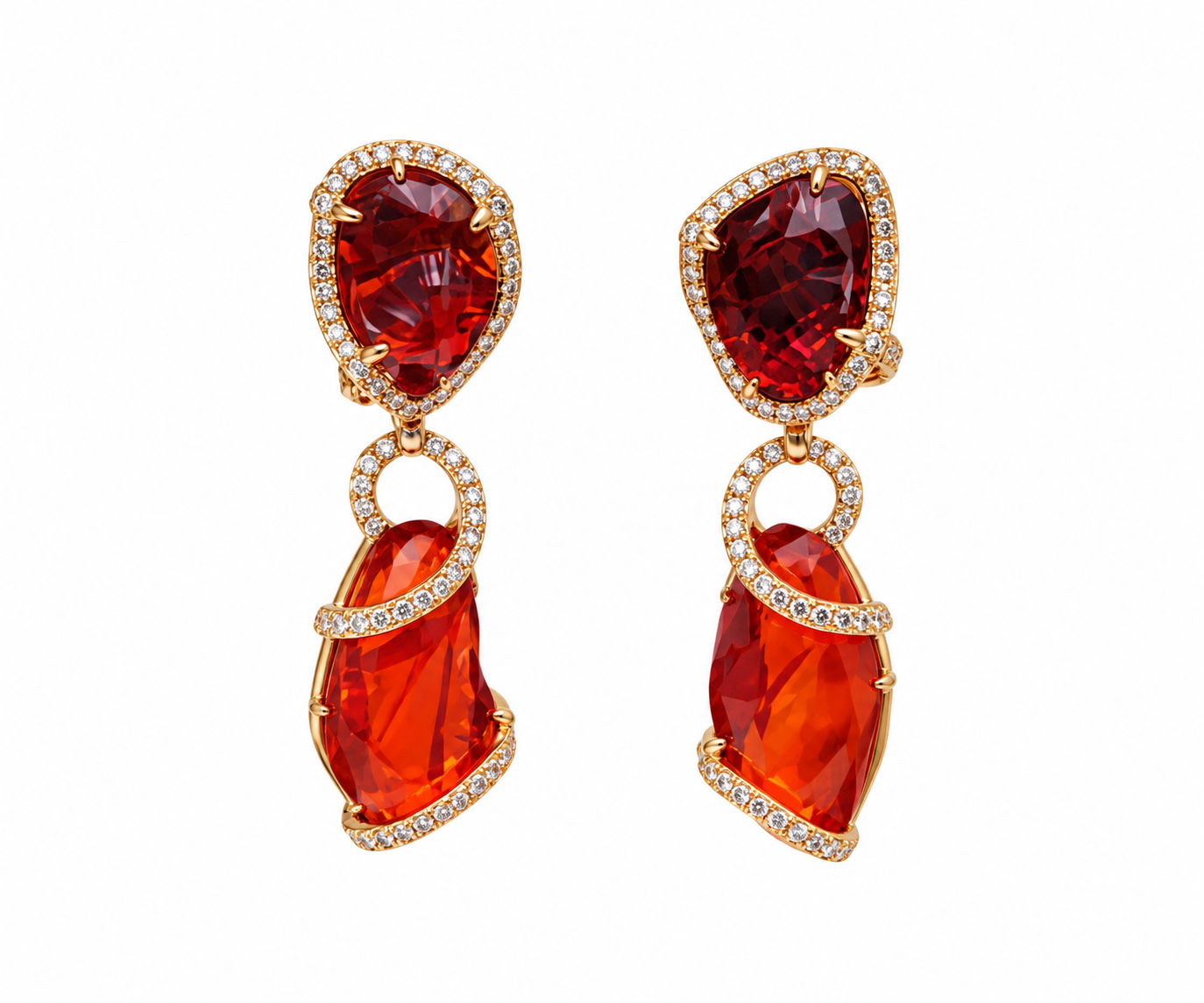 Yael Designs Fire Opal & Diamond Earrings