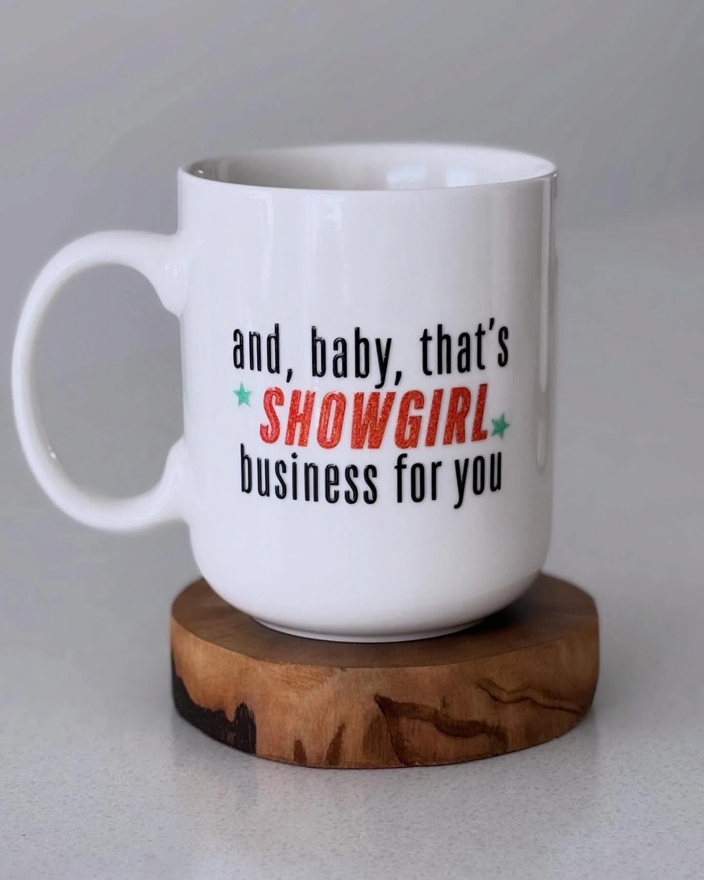 Another sneak peek at what we&rsquo;re bringing to the Showgirl Market! These mugs hold a generous 20 ounces - enough coffee (or beverage of choice) to keep any showgirl fueled and ready. 

#taylorswift #thelifeofashowgirl #tloas #subtlemerch