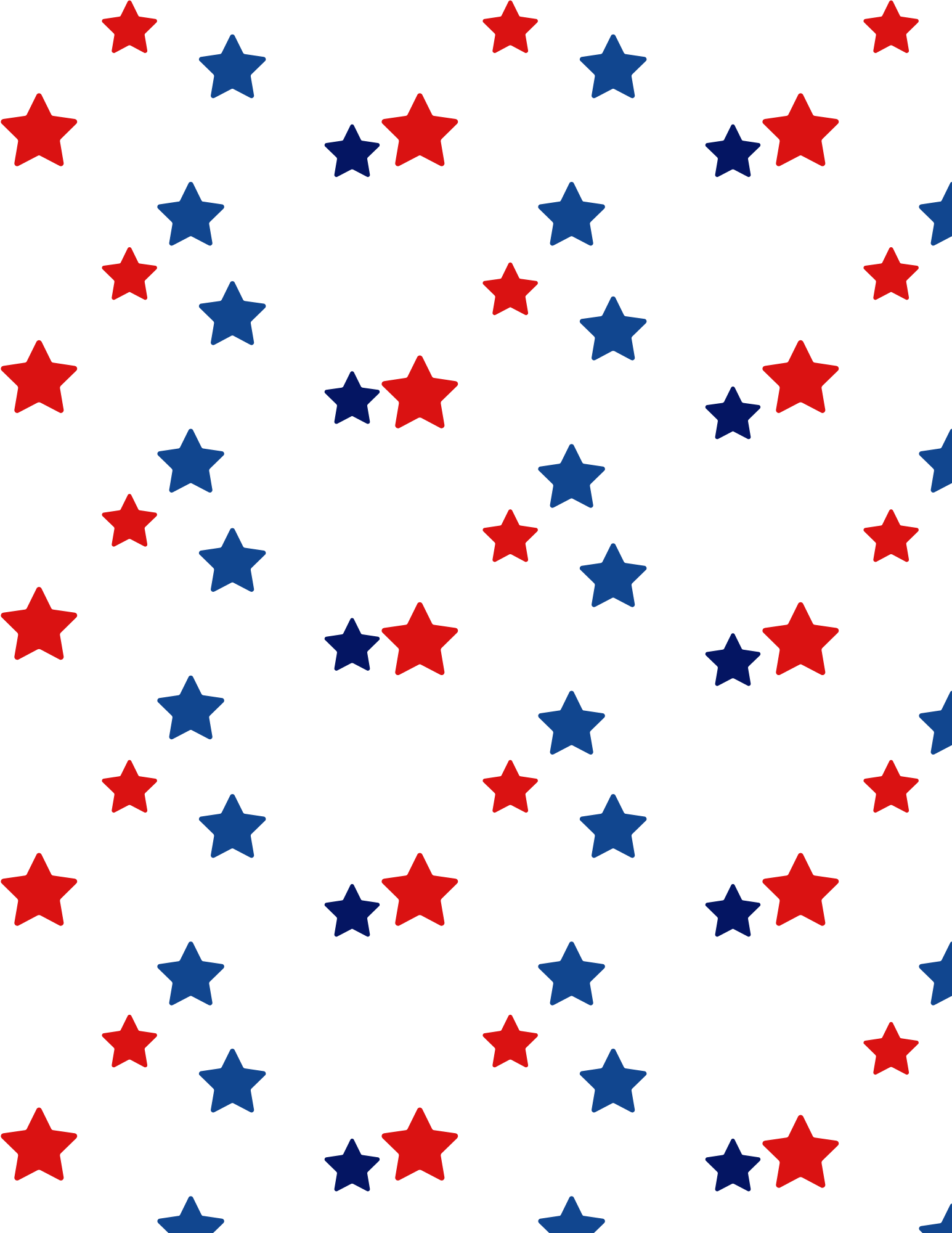 Pattern of red and blue stars on a white background, arranged in a scattered pattern.