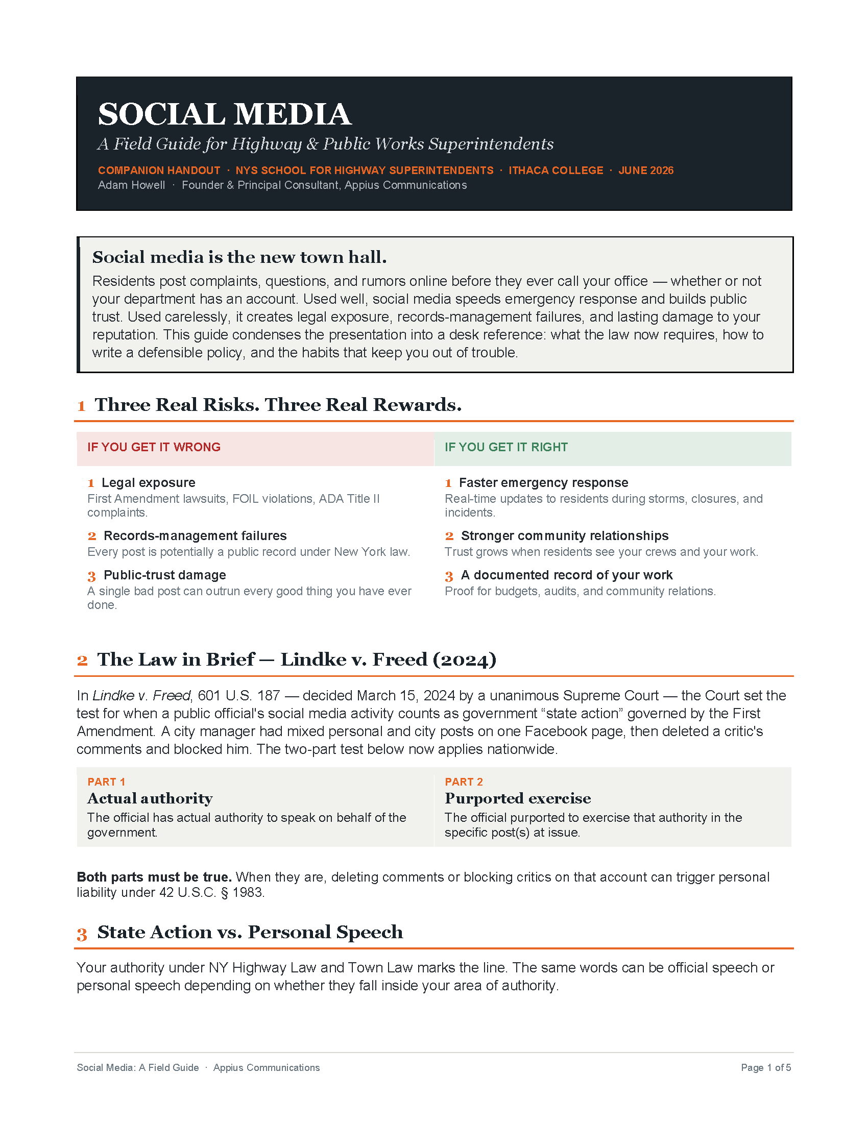 SOCIAL MEDIA: A Field Guide for Highway &amp; Public Works Superintendents