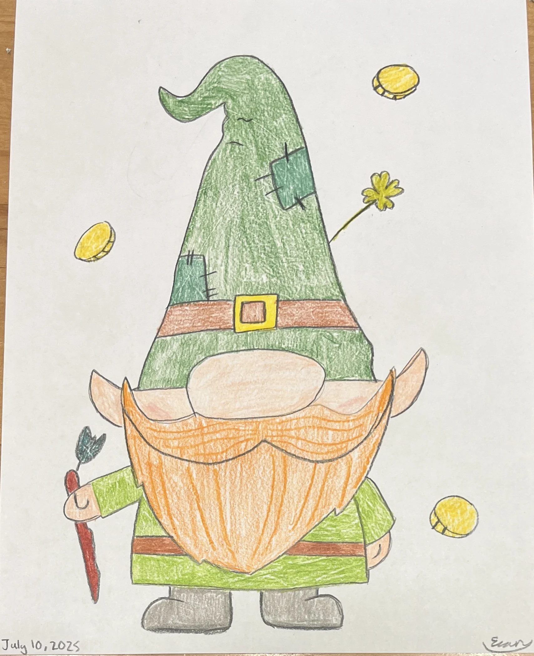 Art for kids hub tutorial of St. Patrick's Day Gnome