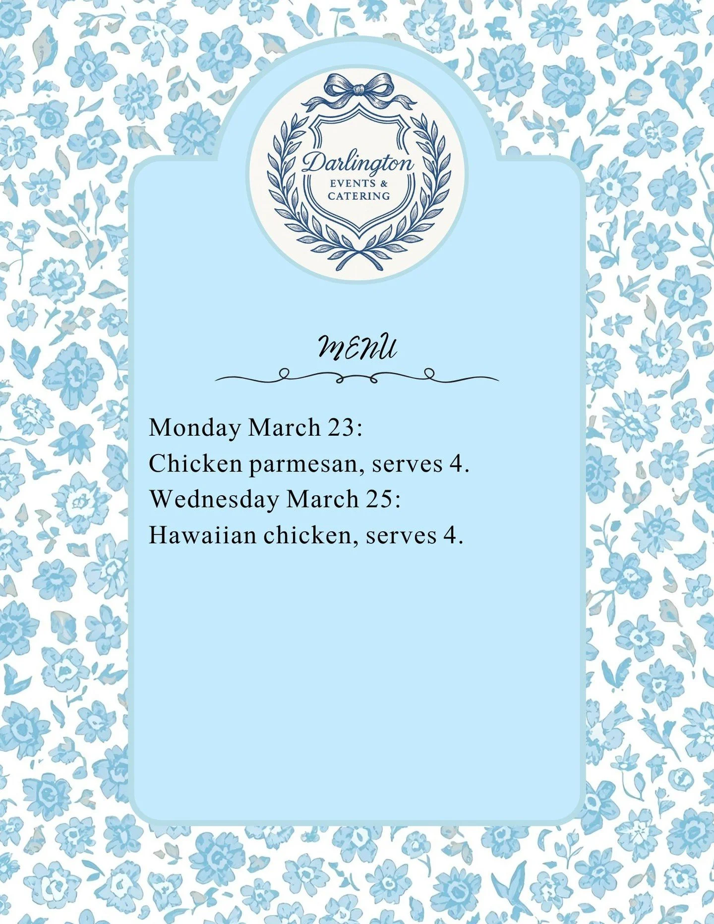 Try our newest dinner: Hawaiian Chicken.  Tender grilled chicken breasts marinated in soy sauce and pineapple juice served with grilled pineapple, peppers, and onions, all over a bed of jasmine rice.  Healthy and delicious!