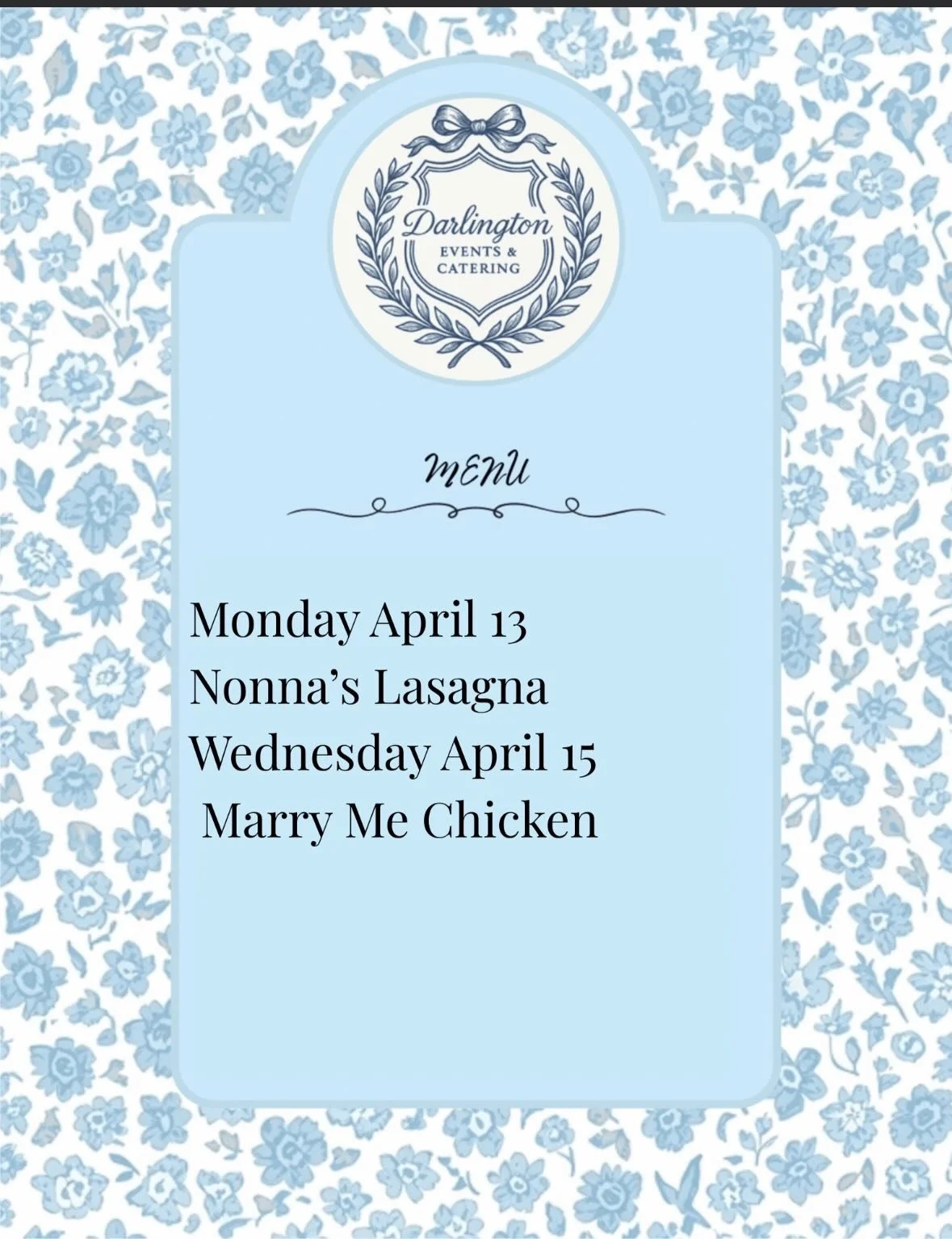 Our menu for next week is live, featuring 2 of our fan favorites!