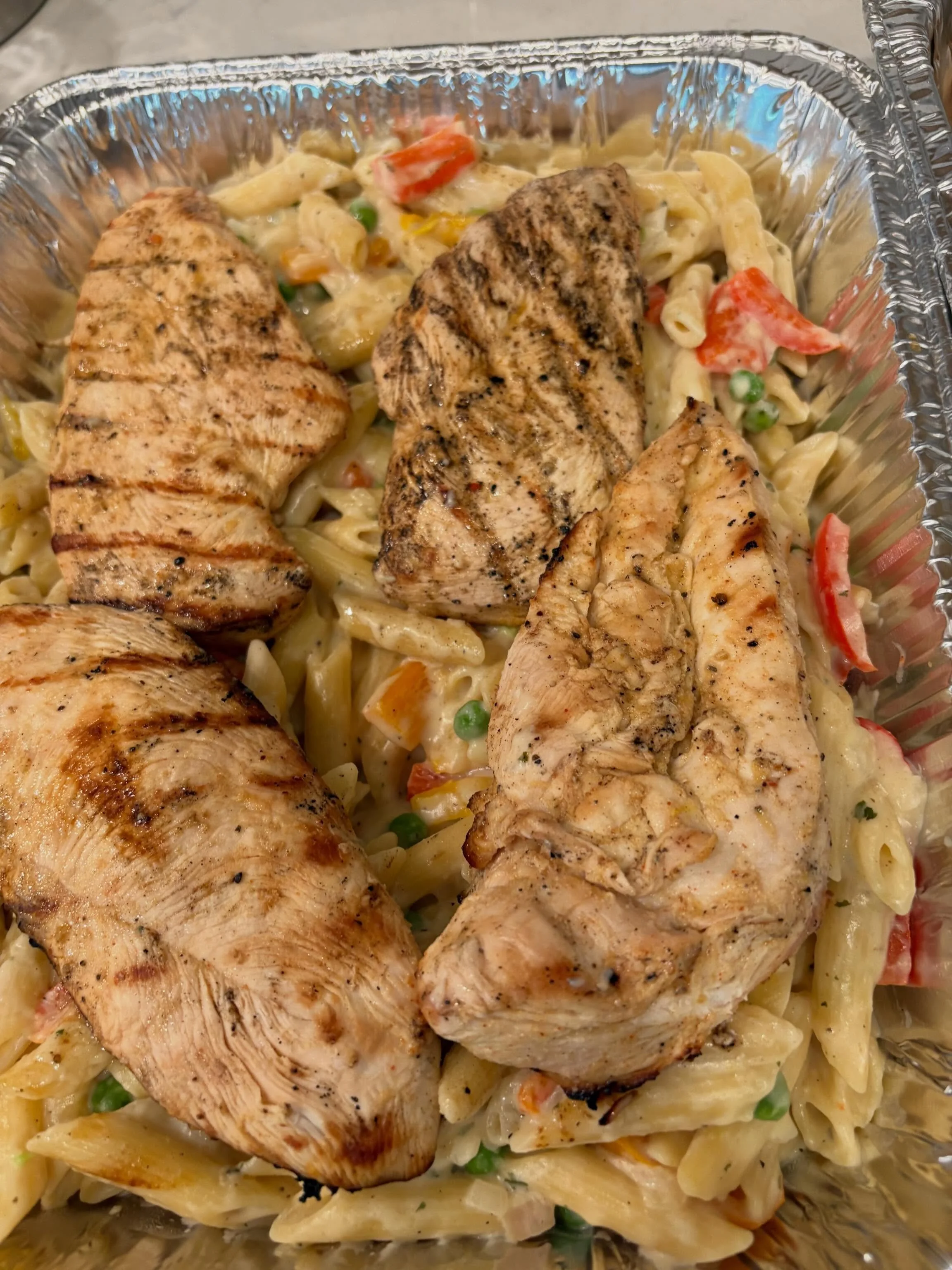 Tonight&rsquo;s dinner: grilled chicken served over pasta primavera #wakeforestnc #privatechef #cheflife #catering