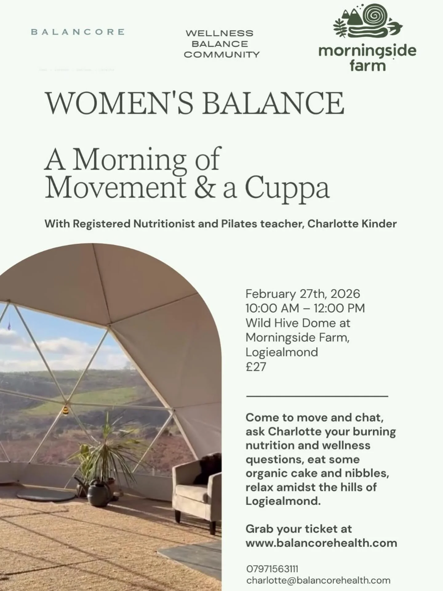 A morning of community, balance, and wellness with Charlotte a registered Nutritionist and Pilates teacher from @balancore_nutrition . Soak in the views and enjoy tea and cake by the fire or out on the deck. #PilatesRetreat
#WellnessRetreat
#MindBody
