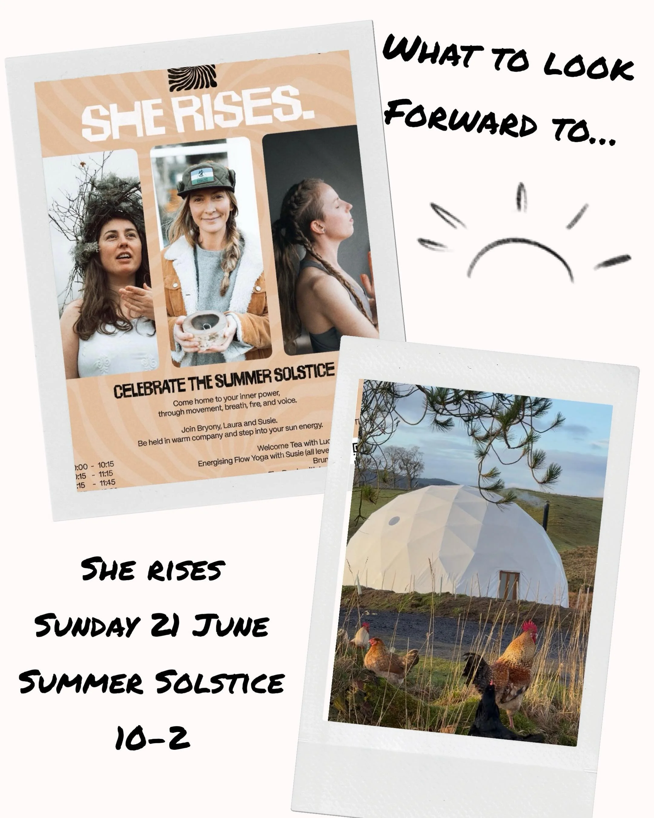 Who wants to join us to celebrate the SUN ☀️. ☀️ SHE RISES ☀️
A Summer Solstice gathering for women in the hills of Perthshire.

Join us for a nourishing mini retreat to welcome the longest day of the year through movement, music, nature, creativity,