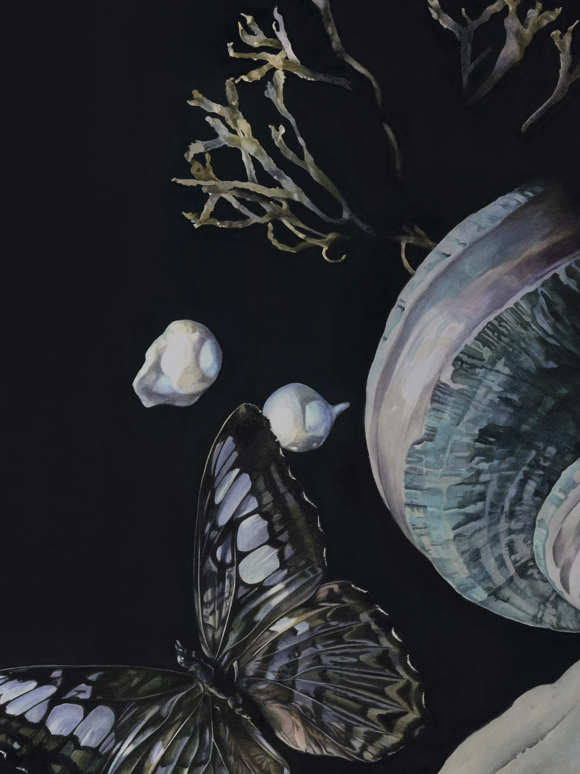 Detail of Penumbra, watercolor and acrylic by Antonia Montealegre.