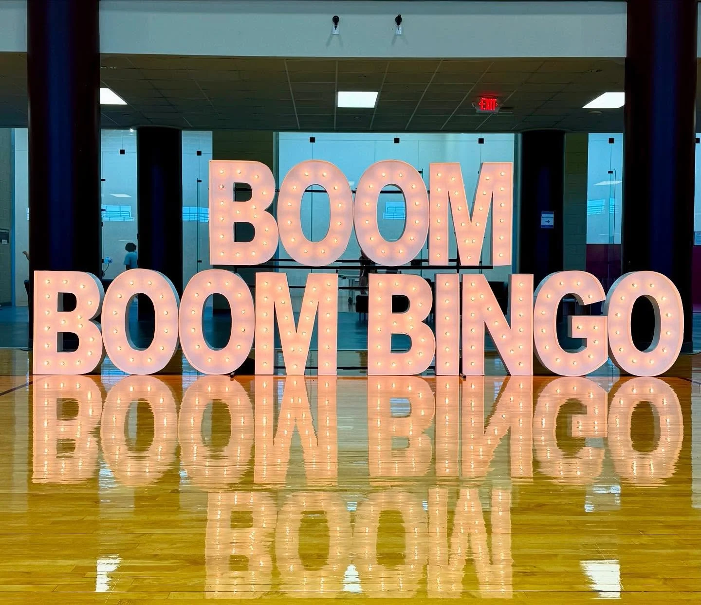 Lights, letters, and lucky numbers.. Tonight is Bingo Night @txst! 💥💥🐾