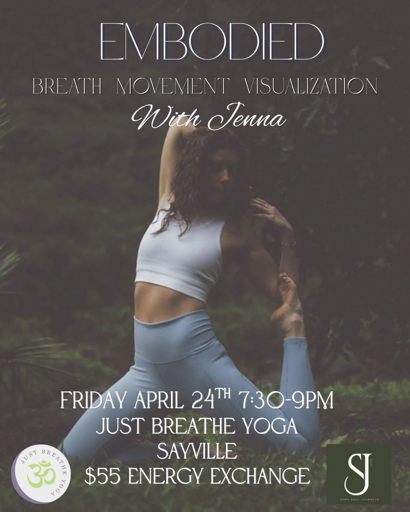 Embodied: Breath, Movement &amp; 
Visualization with Jenna
Friday April 24th 7:30-9pm
$55 energy exchange 
Sayville location 
*bring a journal

#breathworkhealing #justbreathe #journaling #visualization