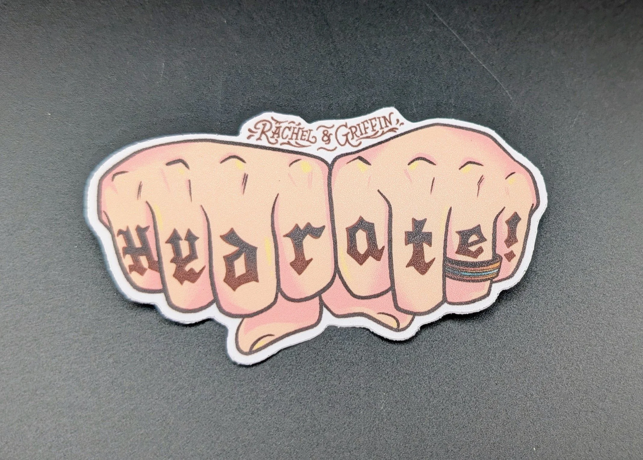 Hydrate! knuckle tattoo sticker