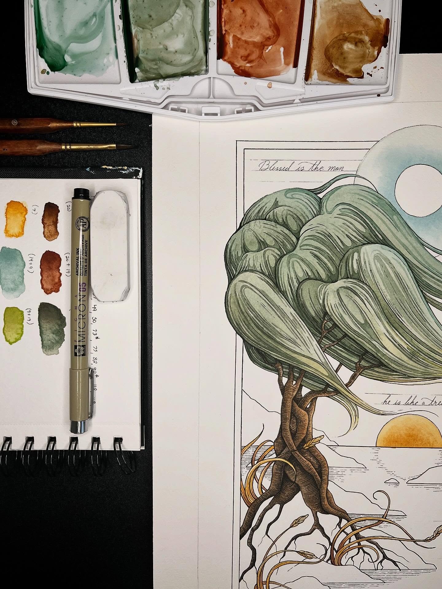 Layer by layer, this piece is slowly coming to life! 

I&rsquo;ve always been enchanted by traditional book illustration and the art nouveau movement. I&rsquo;m leaning into these styles right now in my sketches, and I think their influence is starti