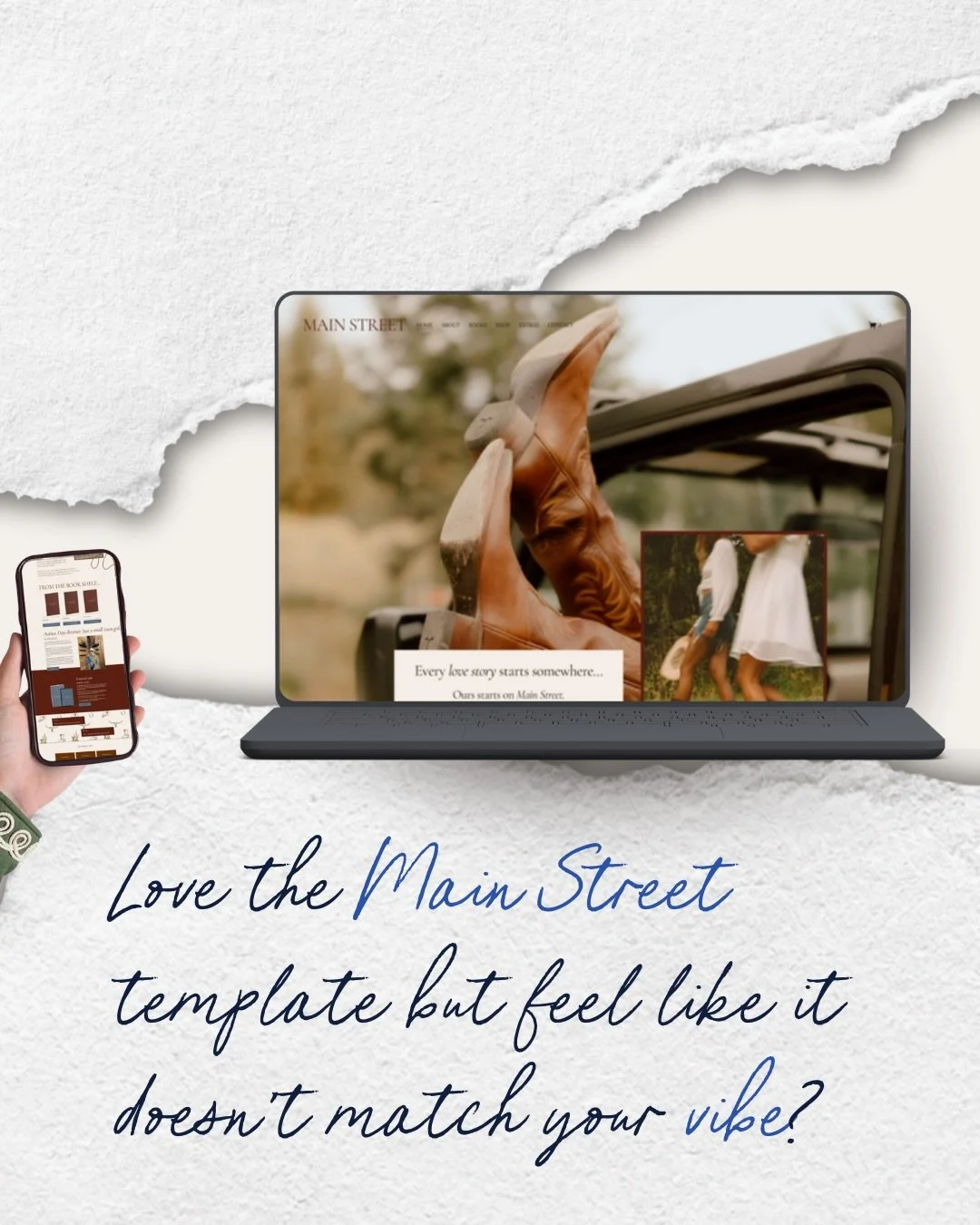 Love the Main Street template but it doesn&rsquo;t quite match your vibe? That&rsquo;s the point!

These Squarespace templates were made to be FULLY customizable.

Change the fonts, colors, photos, and you get a brand new site! Not to mention, these 