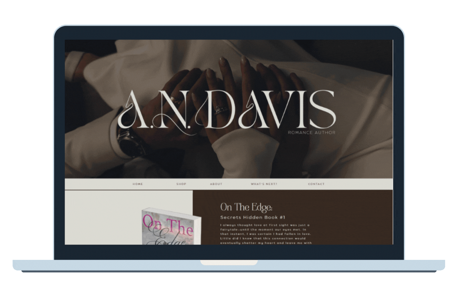 author website gif on laptop