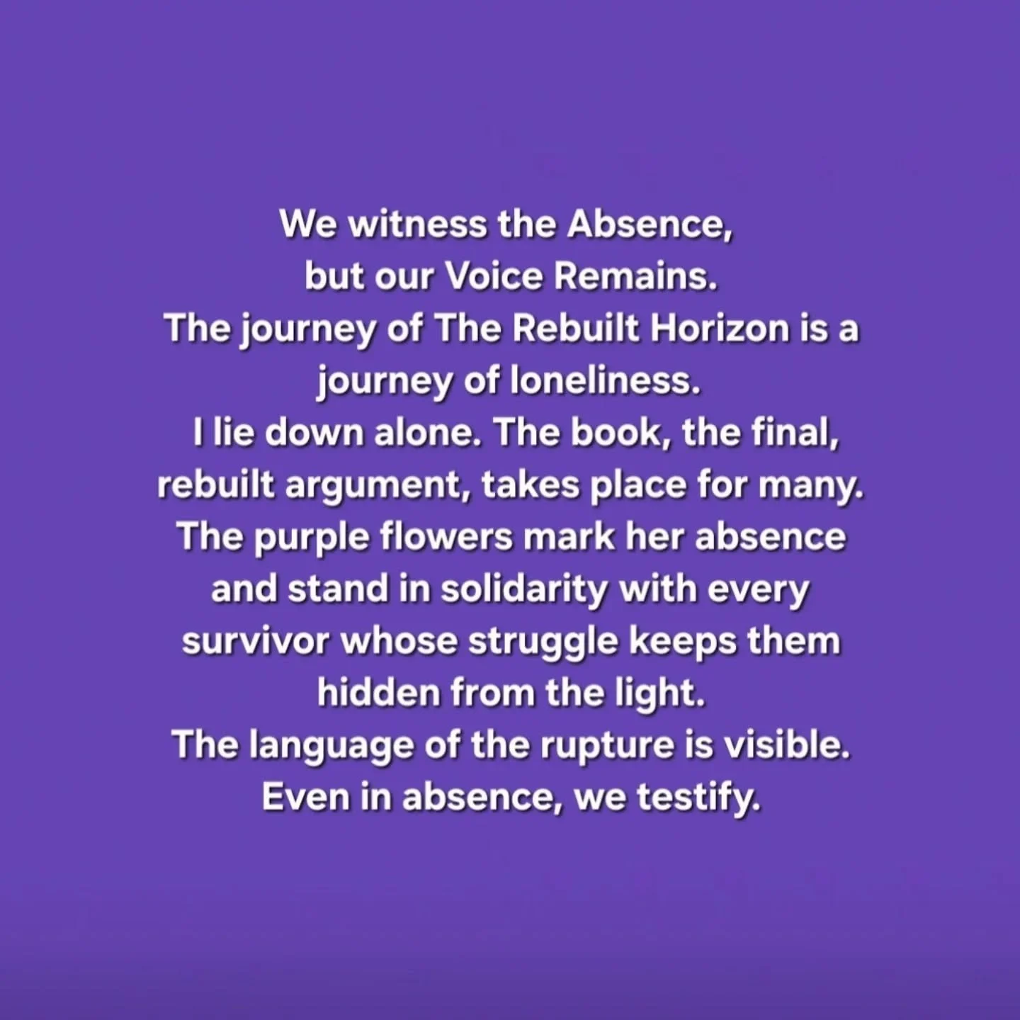 ​The Silence Forced a Sound.
​Yesterday, on the cold stone of the un-named stage, I lay down alone. The magnificent survivor of The Rebuilt Horizon could not be physically present, but her voice was heard.
​In our collective stillness, in our visible