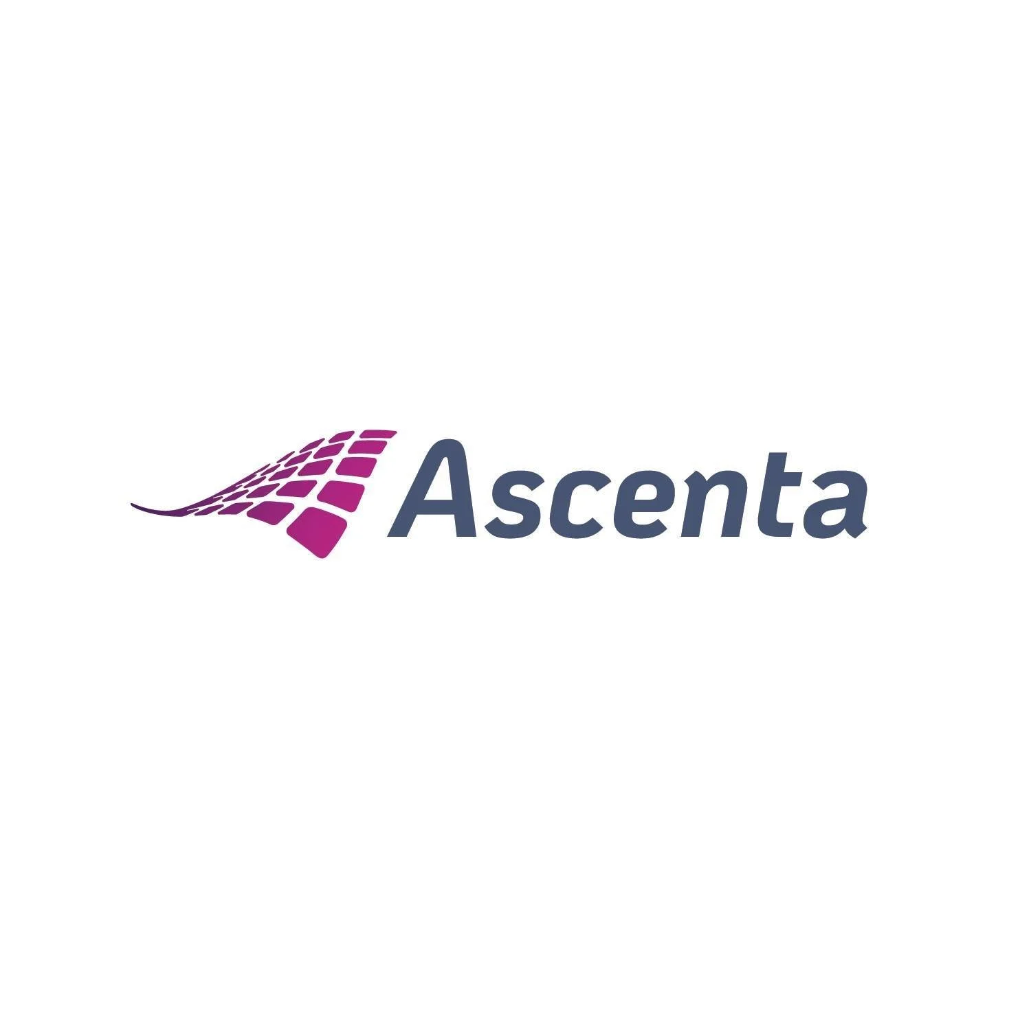 Logo of Ascenta, featuring a stylized purple and pink grid cloud with the company name in dark gray.