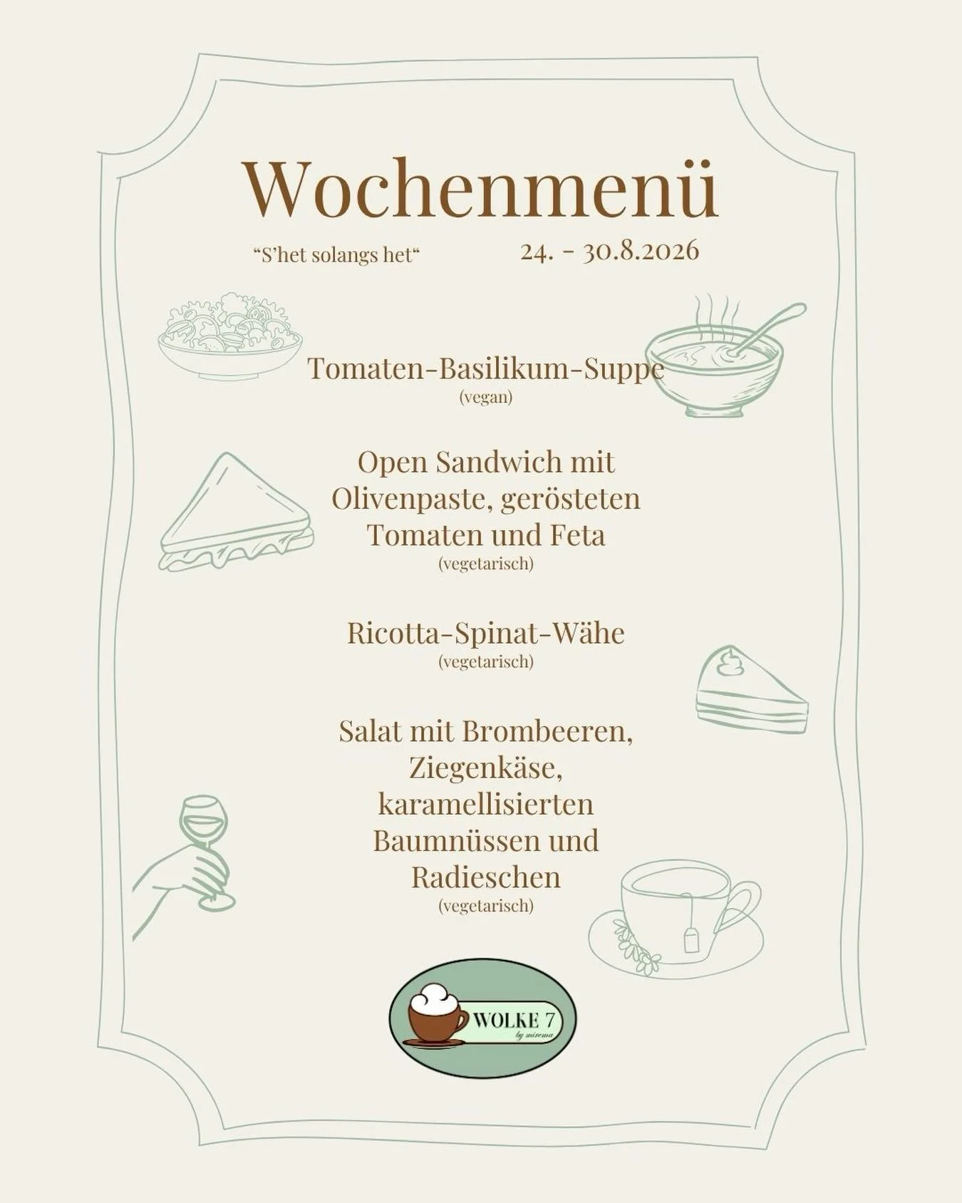 Unser neues Wochenmen&uuml; &hearts;️