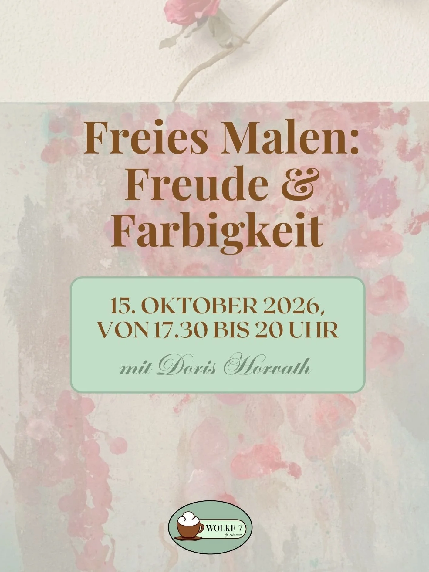 FREIES MALEN MIT DORIS HORVATH &hearts;️

Lust auf einen kreativen Abend voller Freude &amp; Farbigkeit? 🌈

Am 15. Oktober nimmt dich Doris mit in die Welt der Farben. Du malst frei unter Anleitung, bekommst wertvolle Tipps f&uuml;r dein eigenes Bil