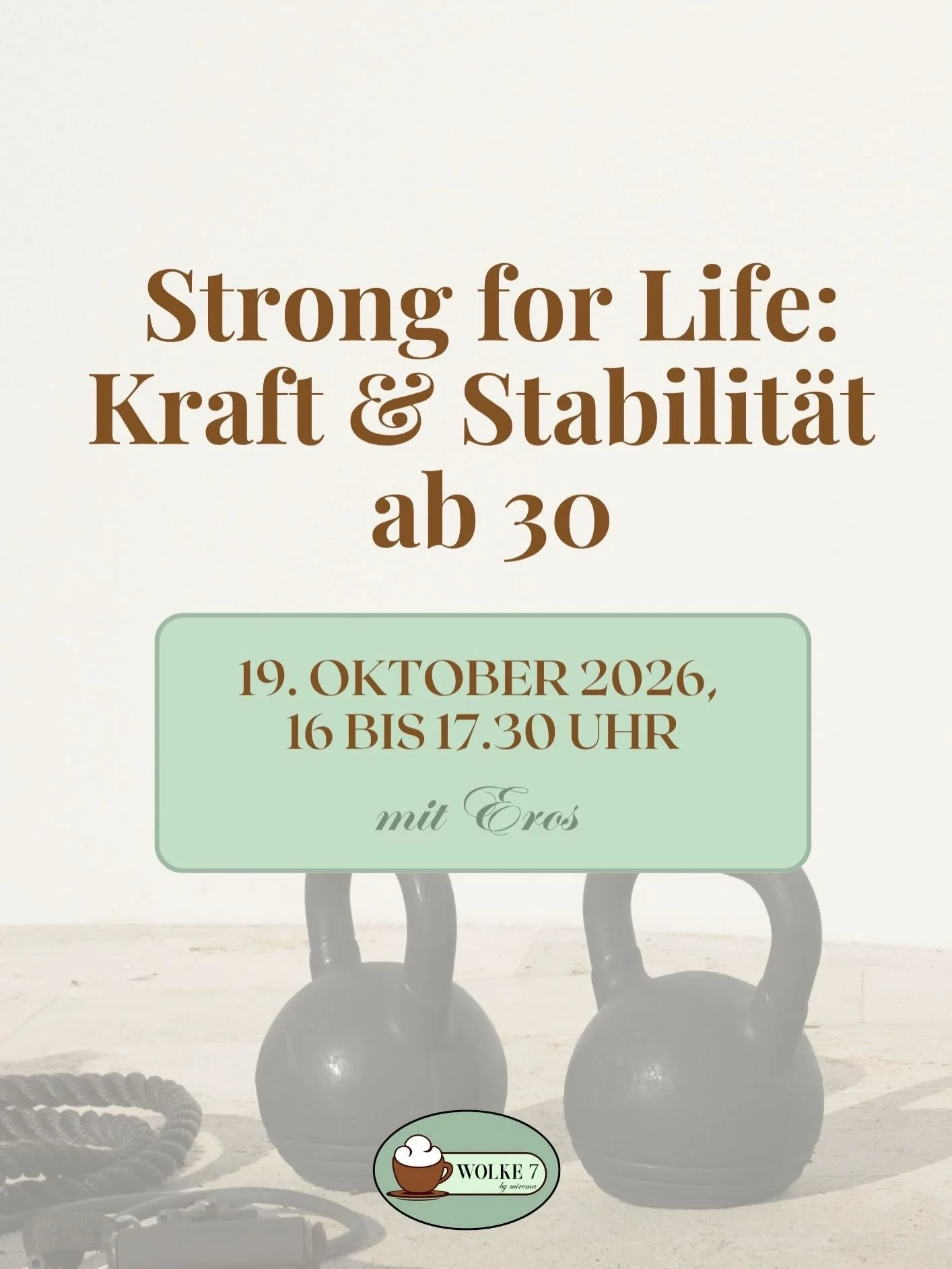 Strong for life mit Eros 💪🏻

Was ver&auml;ndert sich eigentlich k&ouml;rperlich ab ca. 30 &ndash; und warum wird Krafttraining immer wichtiger? 👀

Gemeinsam mit Eros lernst du deinen K&ouml;rper besser kennen, testest deine Kraft &amp; Stabilit&au