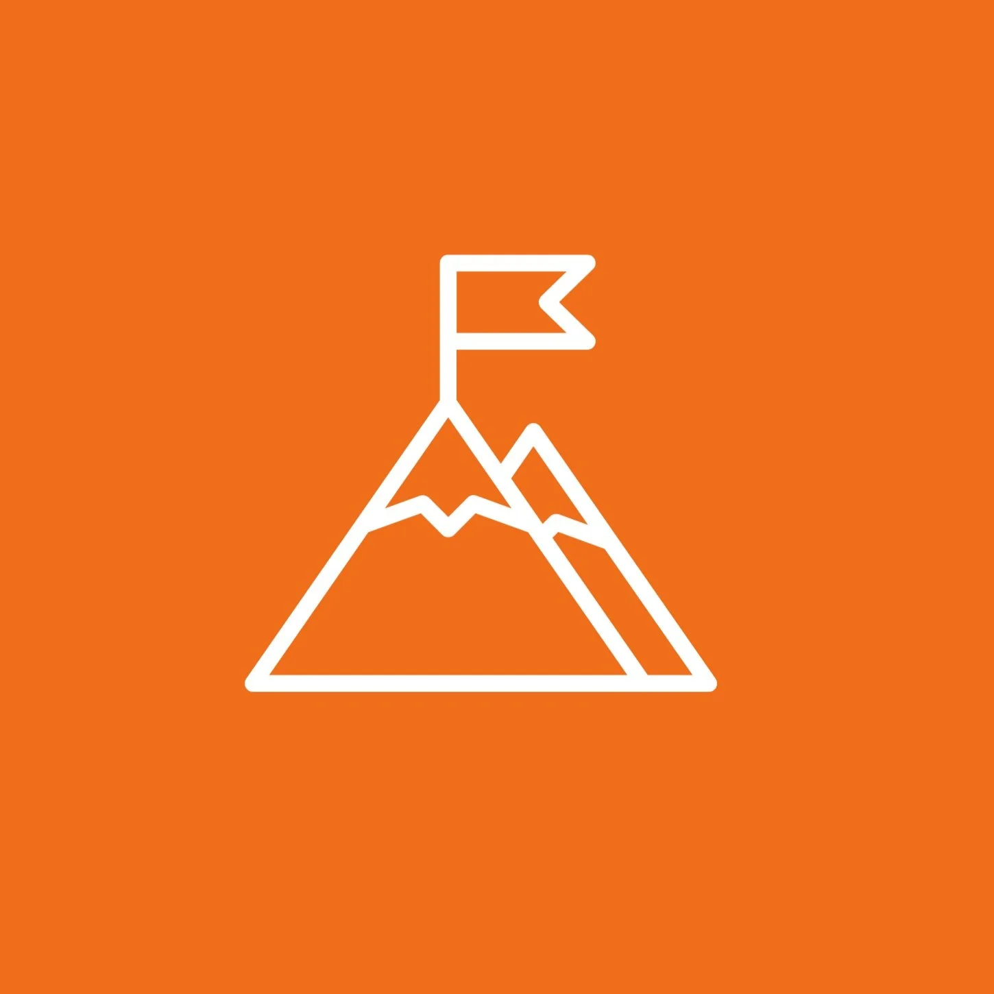 Purpose-driven leaders icon – mountain with summit flag representing vision, perseverance, and bold direction for mission-focused leadership.