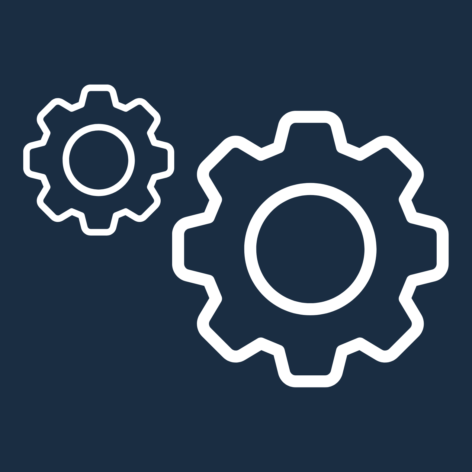 FRAME icon – gear symbol representing structure, systems, and operational flow that support sustainable mission growth for small nonprofits and teams.