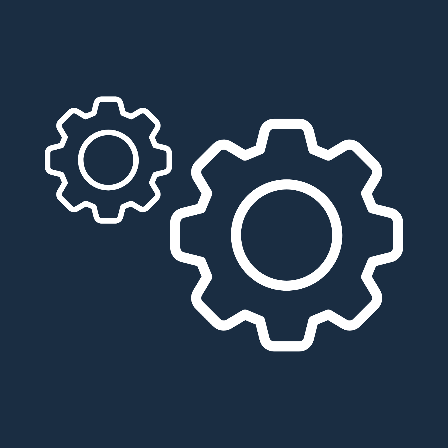 FRAME icon – gear symbol representing structure, systems, and operational flow that support sustainable mission growth for small nonprofits and teams.