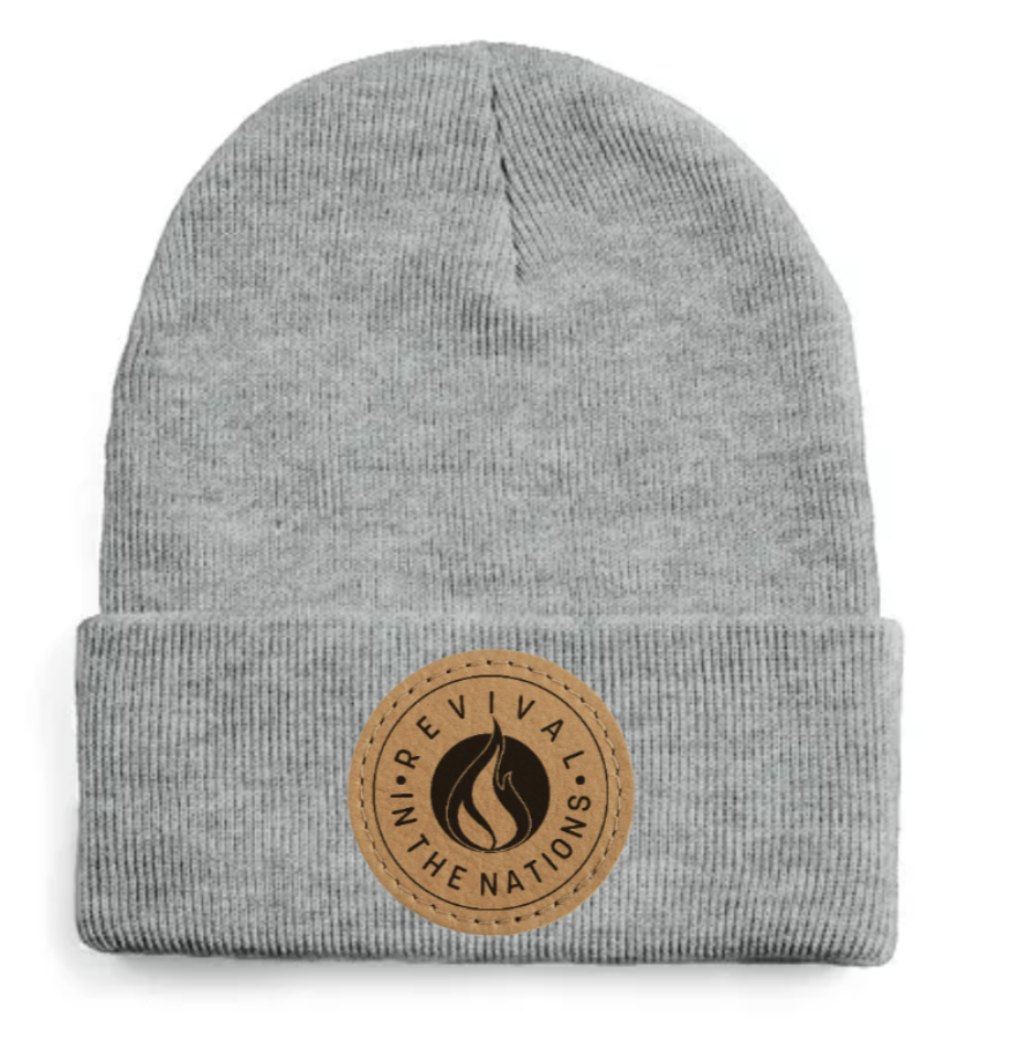 LEATHER  Patch Beanie - SLATE