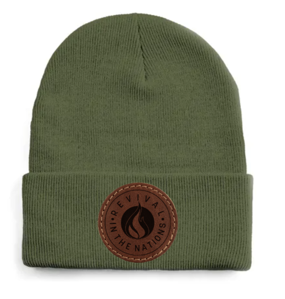 LEATHER Patch Beanie - LEAF