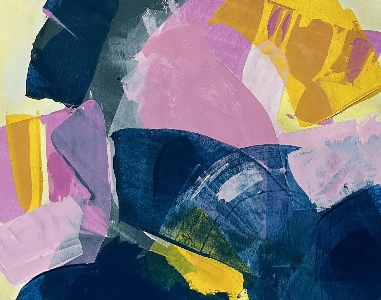 "Floating Palettes", 16" x 12", Acrylic and Watercolor