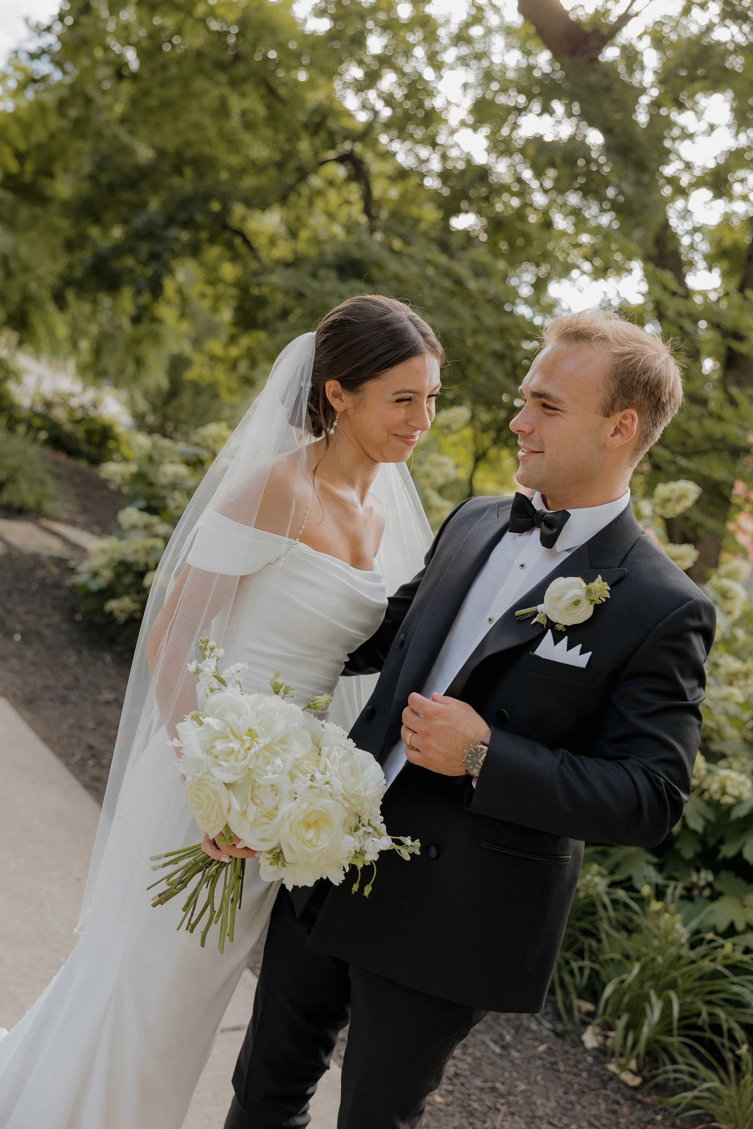 Bride and groom sharing a quiet moment – romantic documentary wedding photo