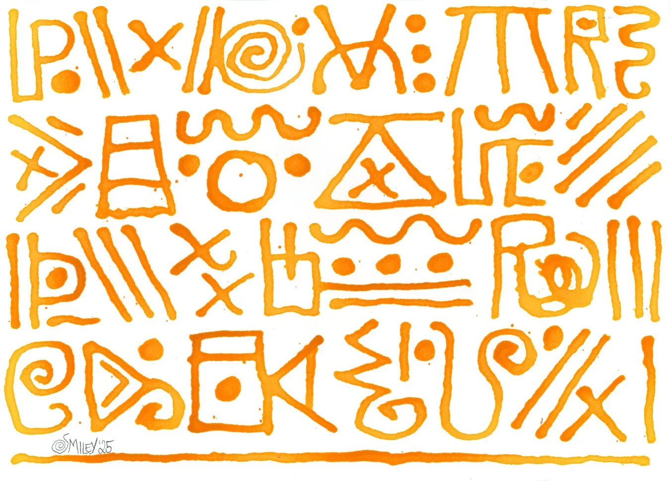 Alphabet (Yellow II) / 2025 / acrylic ink on Arches / 10 x 14 inches / $150