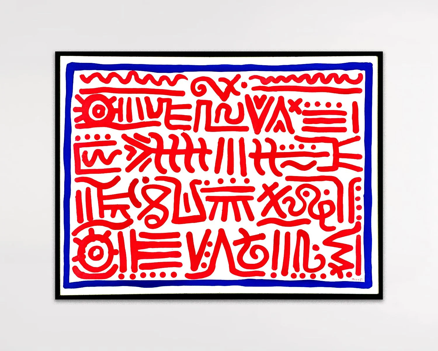 Red Red Riddle / 2025 / Acrylic paint marker on watercolor canvas / 30 x 40 inches