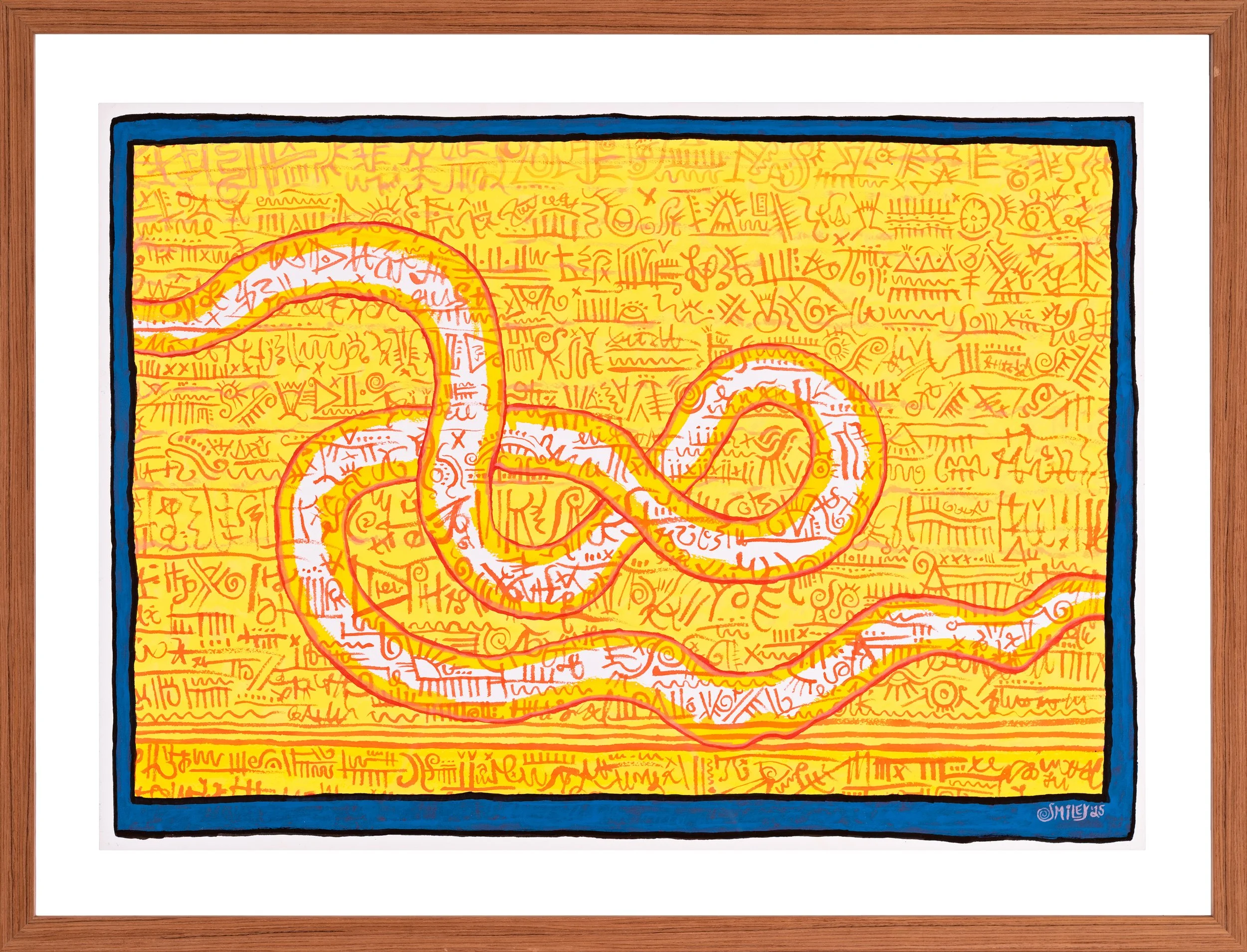 Wisdom of the Winding Worm / 2025 / acrylic ink on Arches / 22 x 30 inches (image size) / $1,000 / frame included