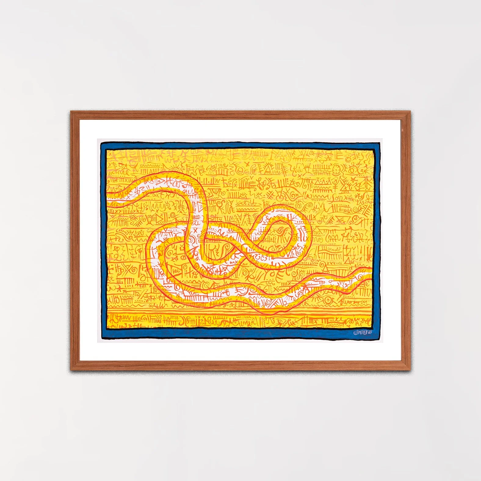 Wisdom of the Winding Worm / 2025 / acrylic ink on Arches / 22 x 30 inches (image size) / $1,000 / frame included