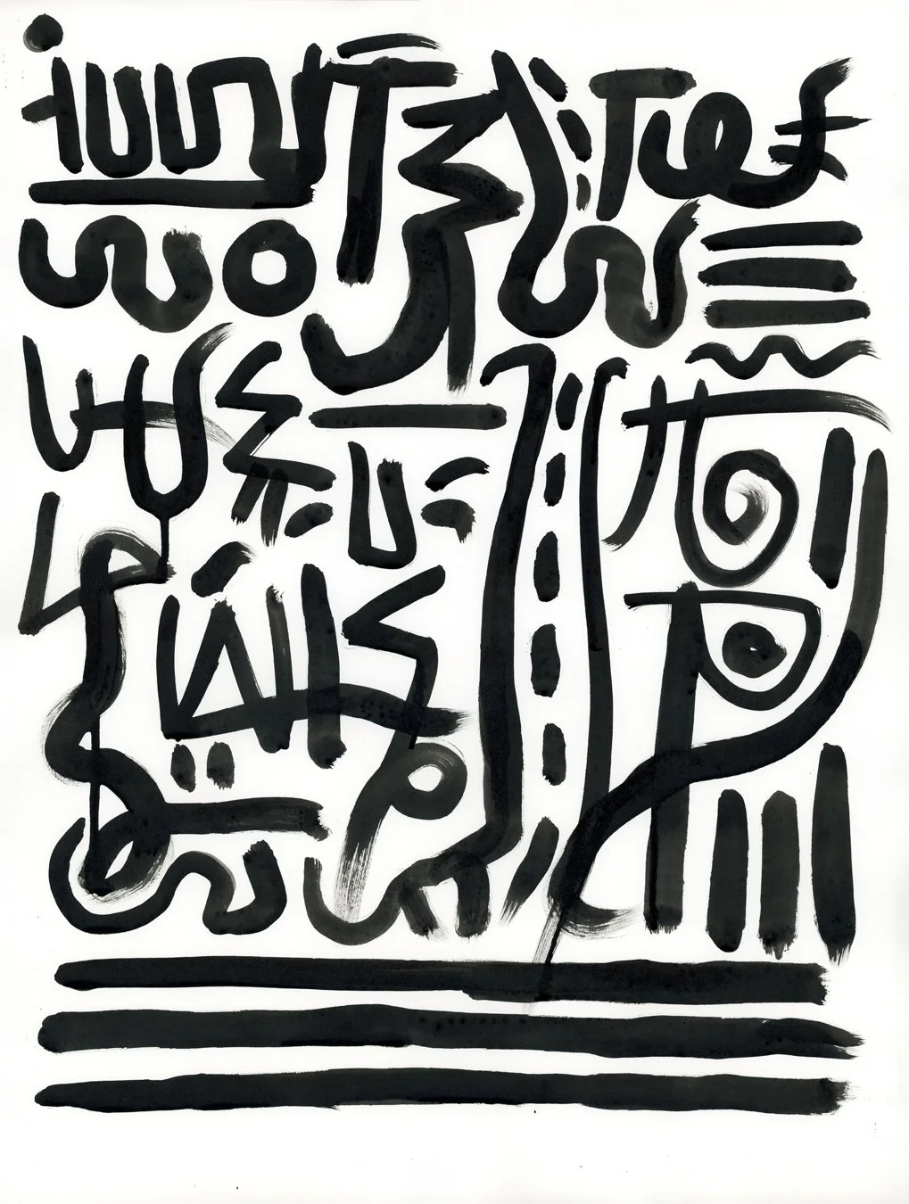 Page from the Book of Ah-Koo-Zab (I)/ 2025 / acrylic on paper / 18 x 24 inches
