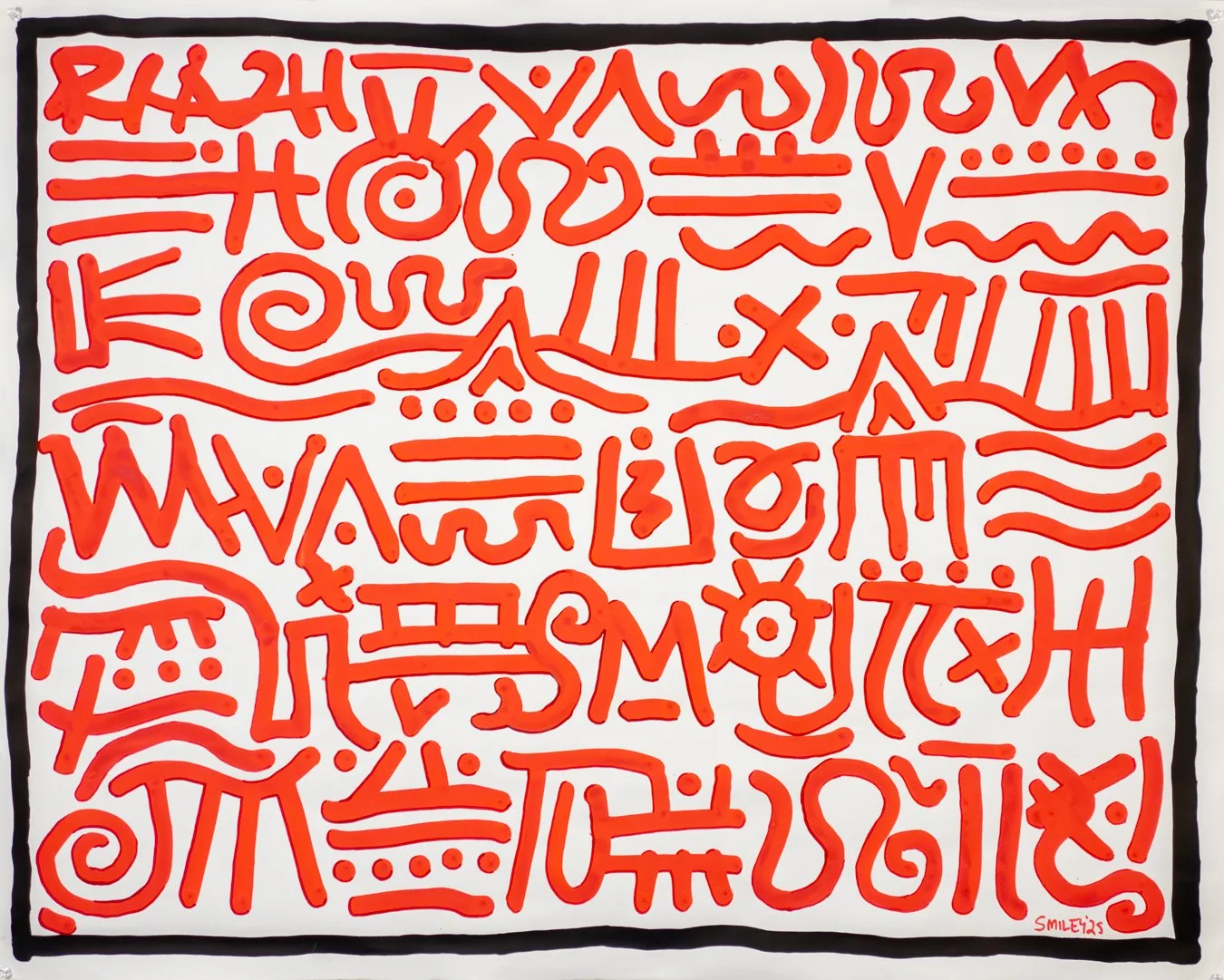 Lingo of the Lost / 2025 / acrylic paint marker on paper / 32 x 40 inches