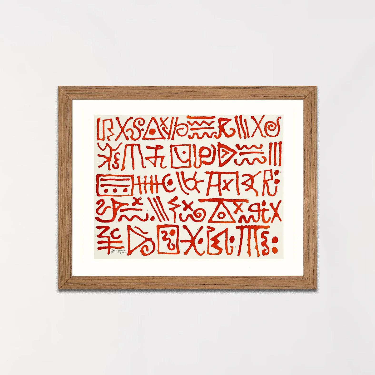 Alphabet (Red) / 2025 / acrylic ink on Arches mounted on board / 10 x 14 inches (image size) / 14.75 x 18.75 x 1.75 inches (overall size) 