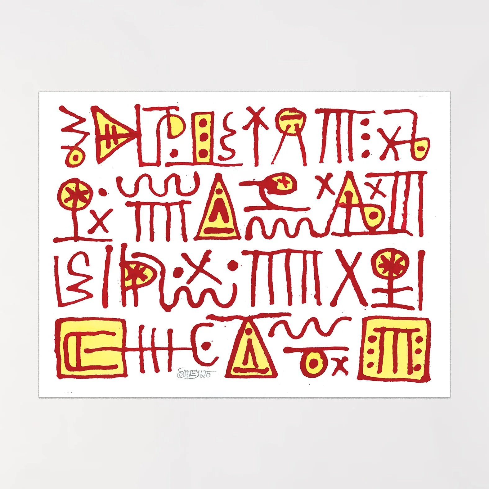 Alphabet (Crimson) / 2025 / acrylic ink on Arches / 12 x 16 inches