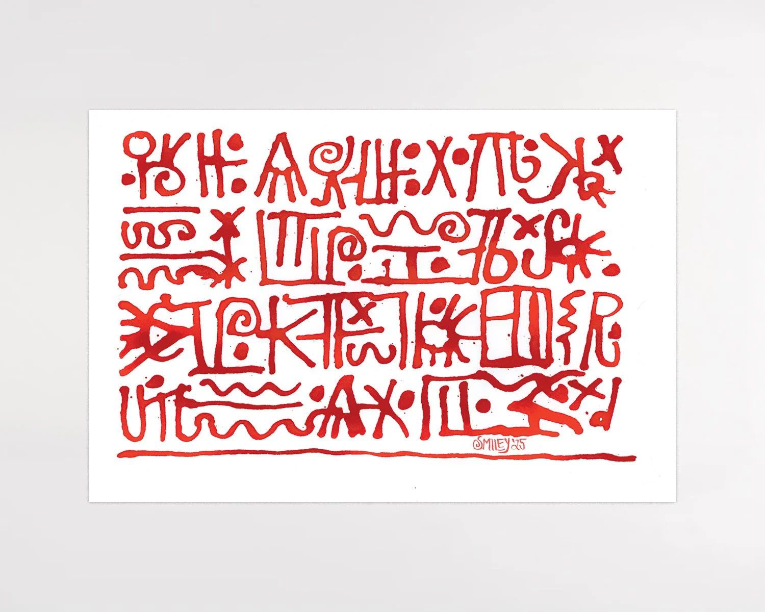 The Opening Paragraph of a Very Important Text / 2025 / Acrylic ink on paper / 12 x 18 inches