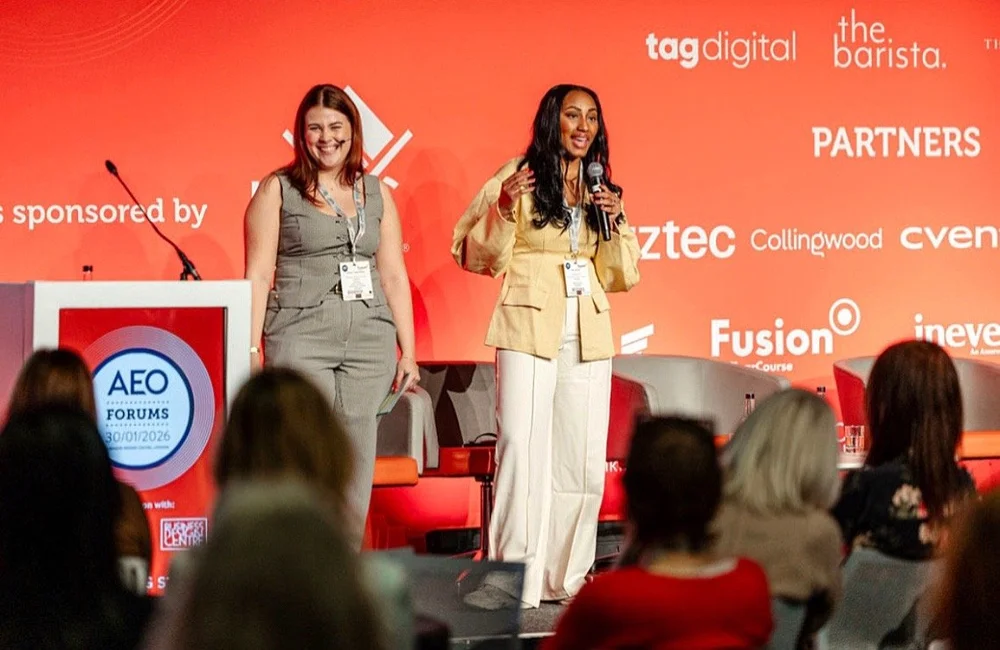 Melissa Labiran on stage at AEO Forums