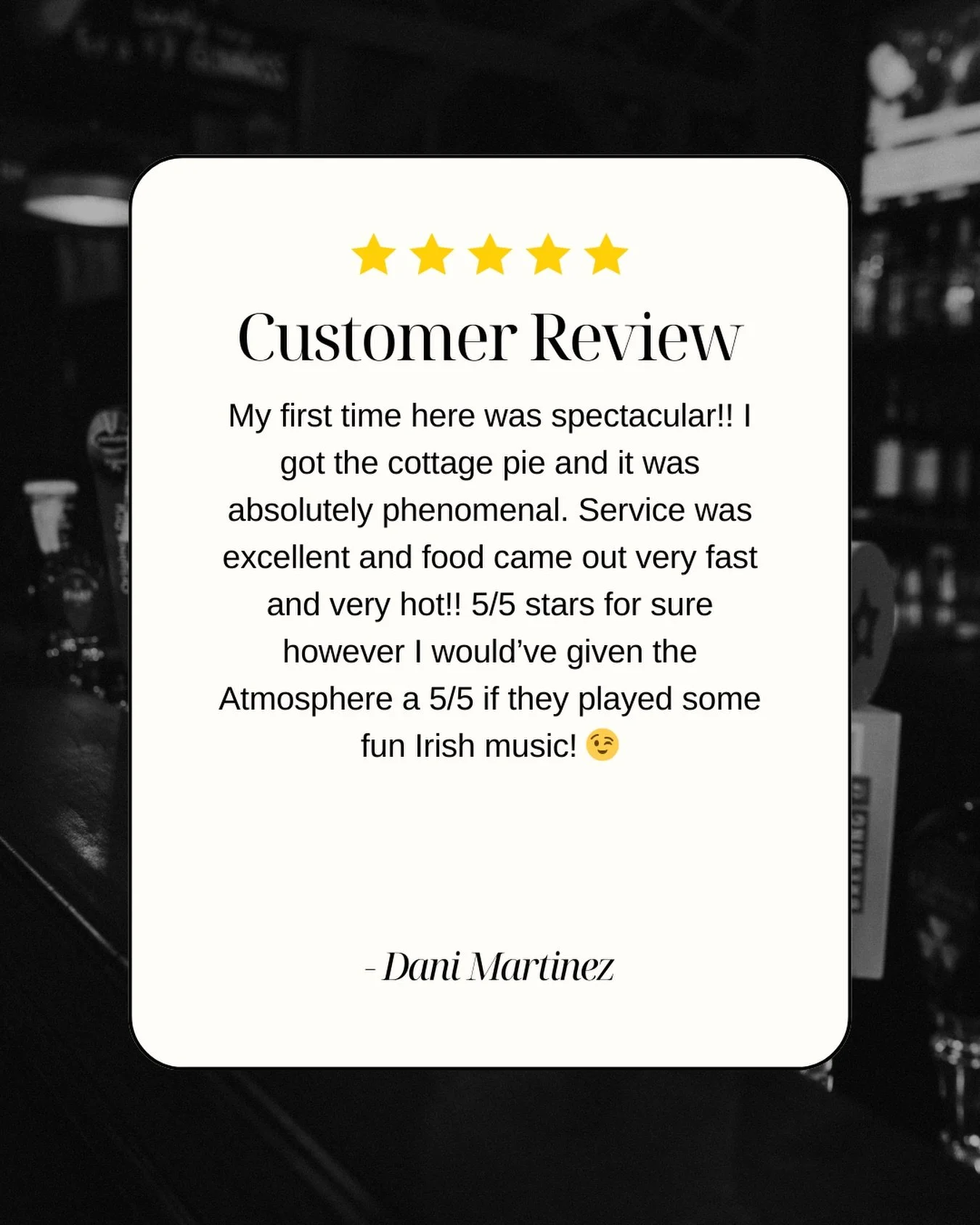 ⭐️⭐️⭐️⭐️⭐️

Five stars &mdash; and we don&rsquo;t take that lightly.
Thank you to everyone who takes the time to leave us a review. Your words truly mean the world to our team at Flynn&rsquo;s.

Reviews help small, local businesses like ours grow, im