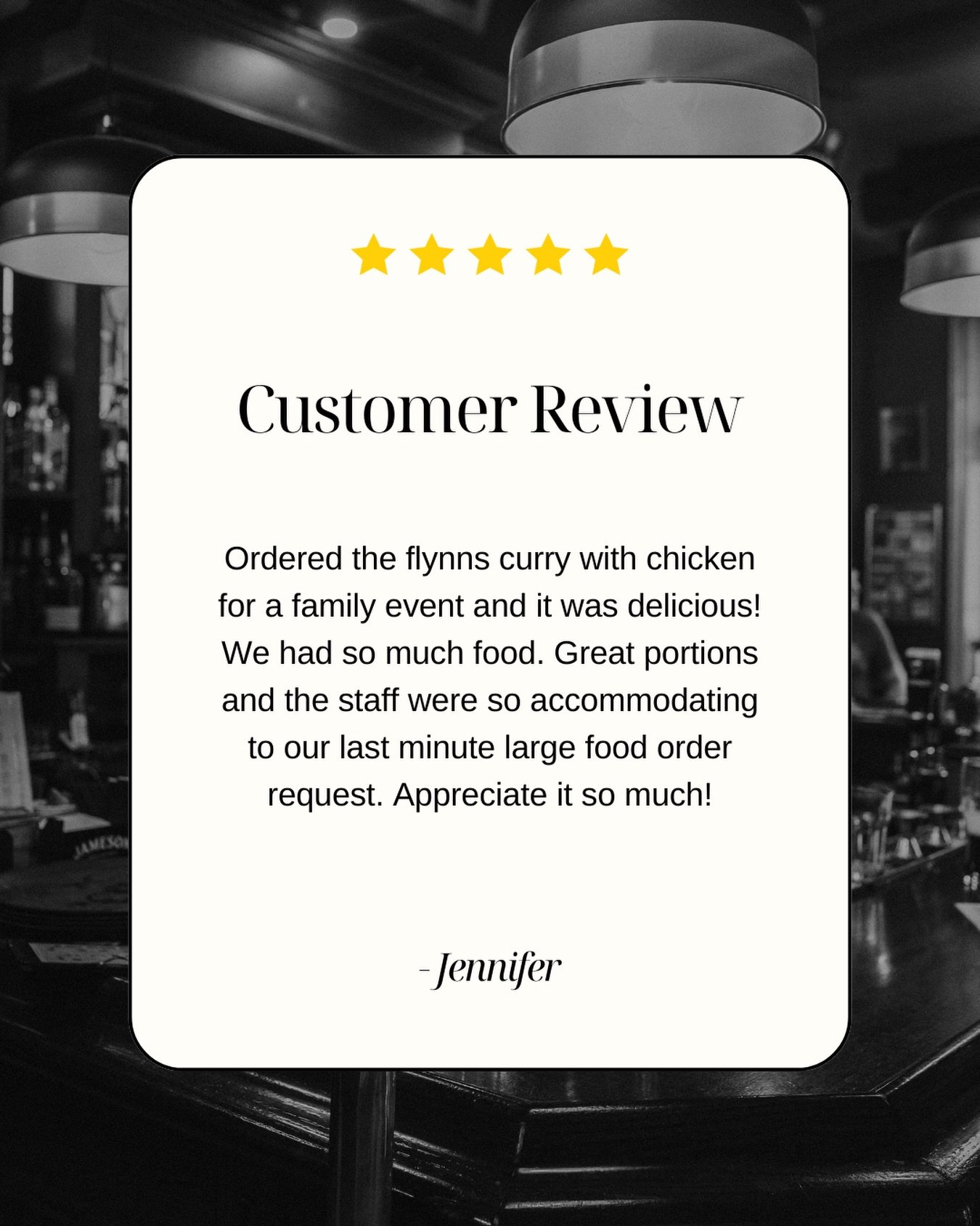 ⭐️⭐️⭐️⭐️⭐️

So grateful for every five-star review.
A huge thank you to everyone who supports Flynn&rsquo;s by sharing their experience &mdash; it truly makes a difference for small businesses like ours. We appreciate you more than you know. 🍻💚